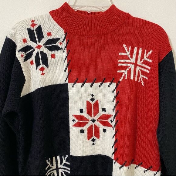 ALFRED DUNNER Crew Neck Color Block Wool Blend Shoulder Pad Size S - Picture 2 of 6